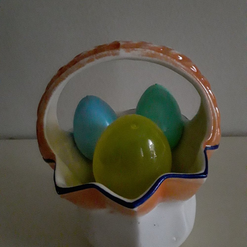 Vintage Ceramic Basket with Handle - Made in Czechoslovakia